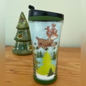 Starbucks Holiday 2007 Green Reindeer, Kids Mini Small Travel Tumbler Mug 8oz